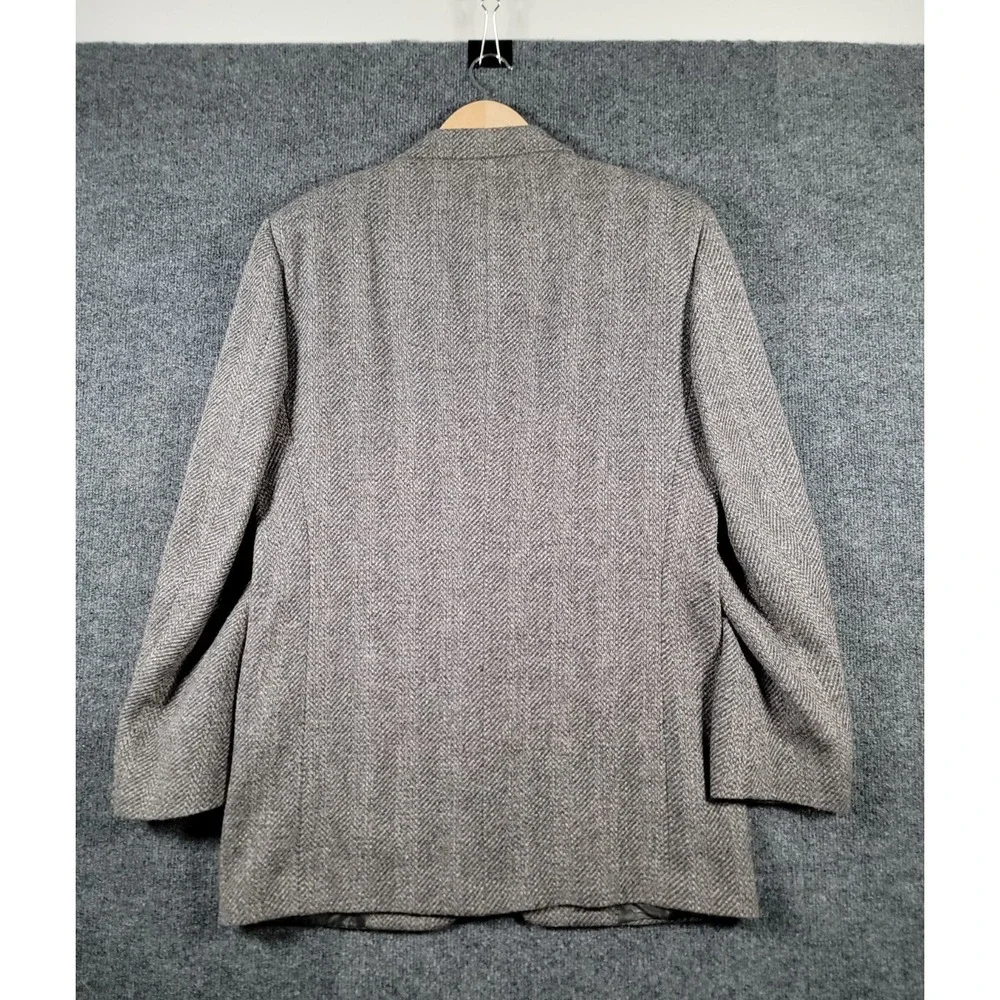 Vintage Christian Dior Sport Coat Mens 40 Gray Wool Herringbone Tweed Blazer 80s
